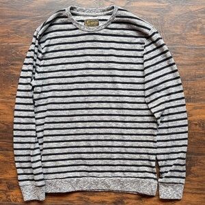 Lucky Brand Men's Black and Gray Striped Sweater size Medium (G5)
